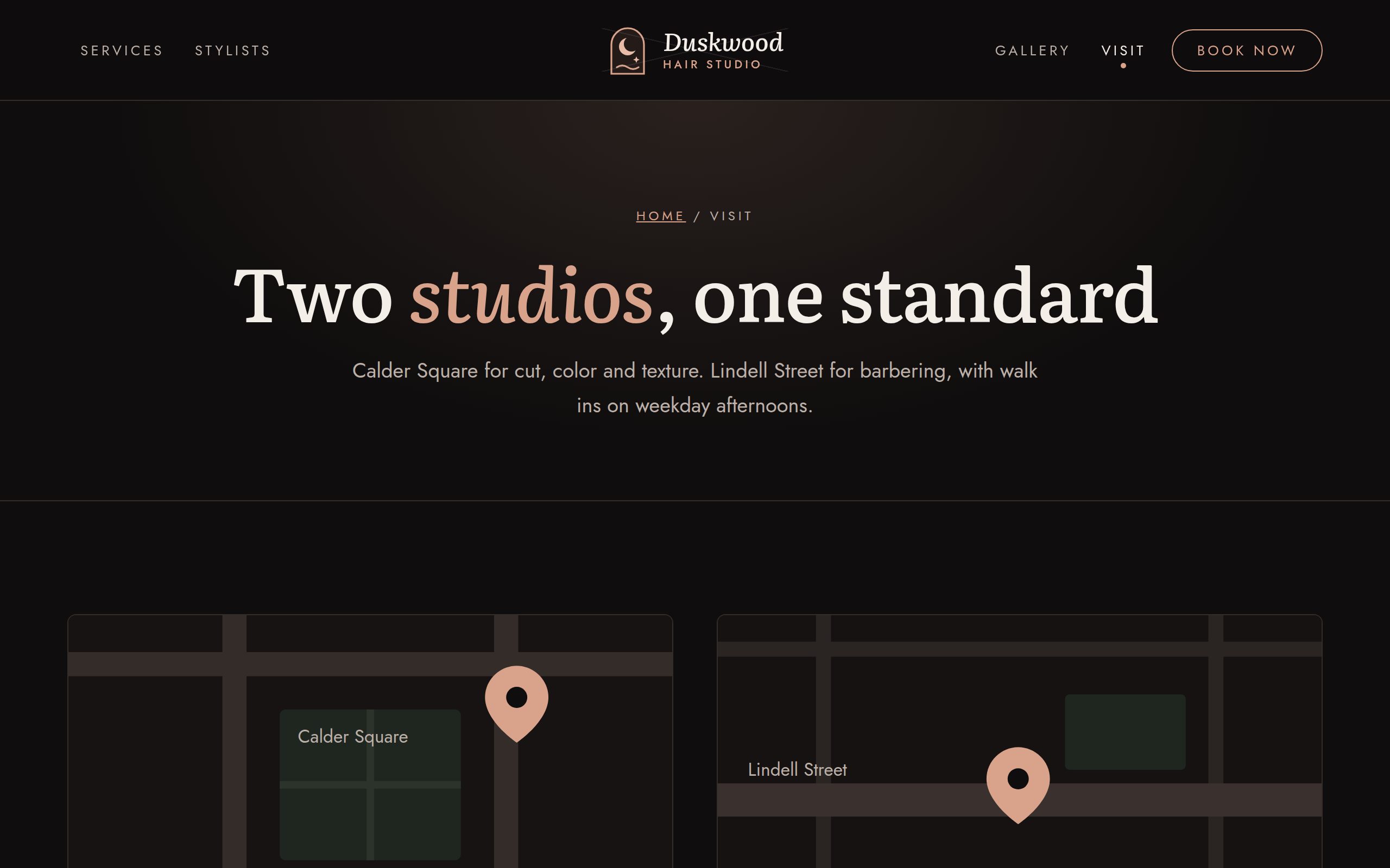 Duskwood Hair Studio location page