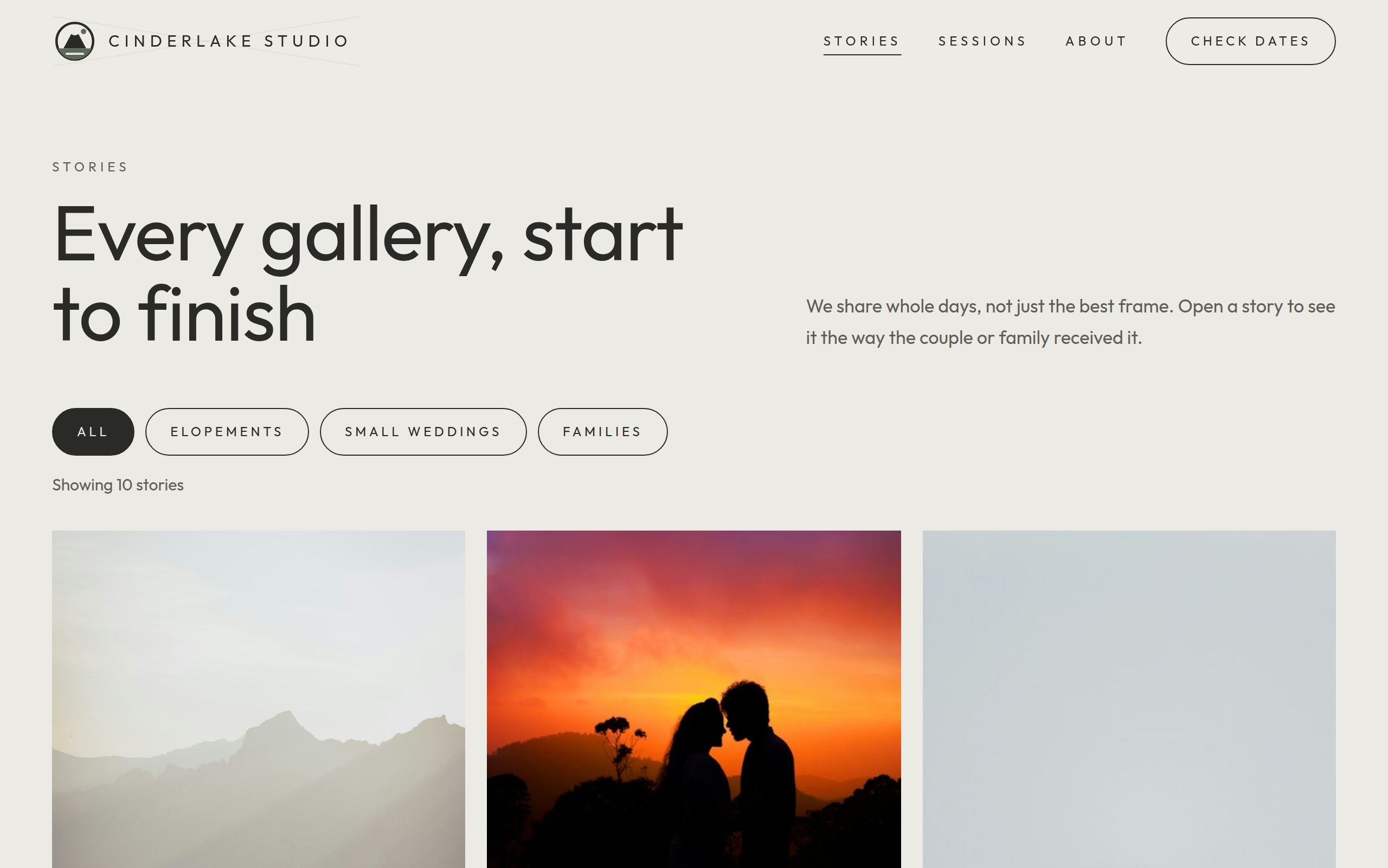 Cinderlake Studio blog list page