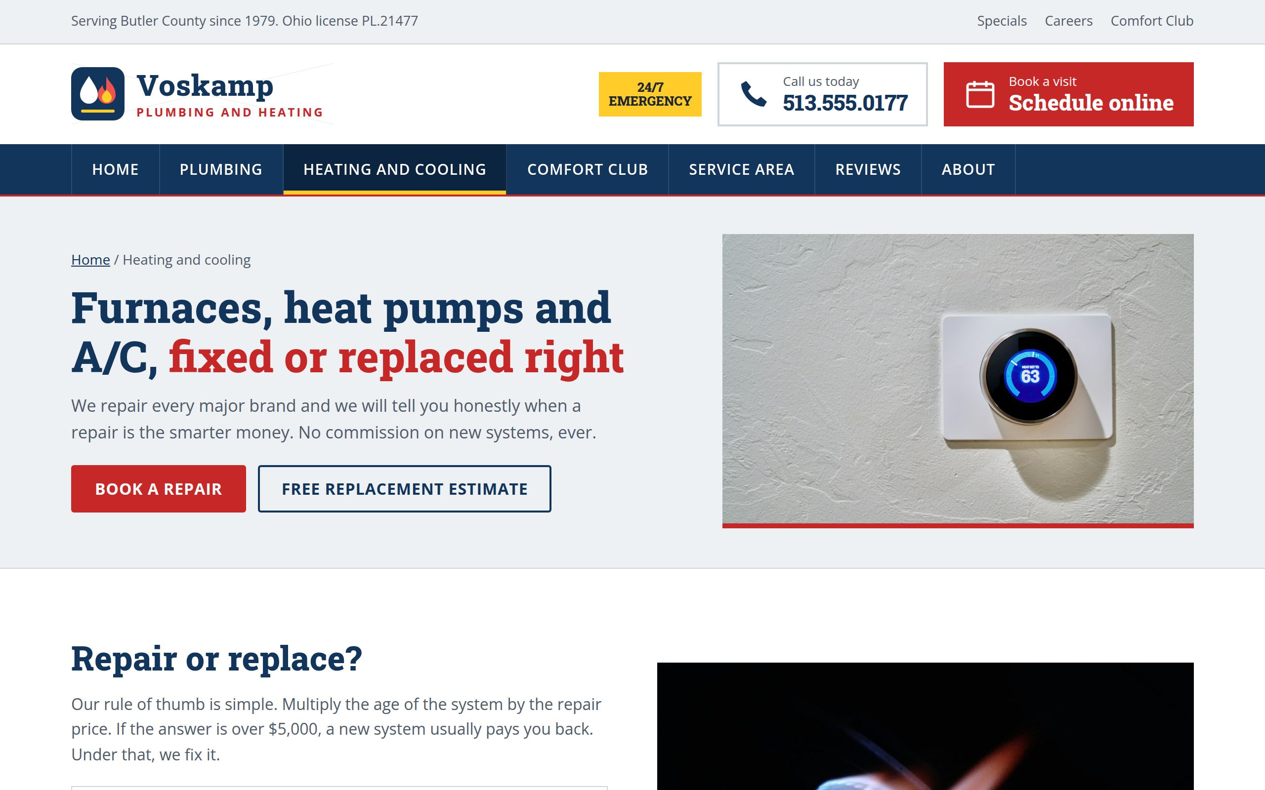 Voskamp Plumbing and Heating heating and cooling page