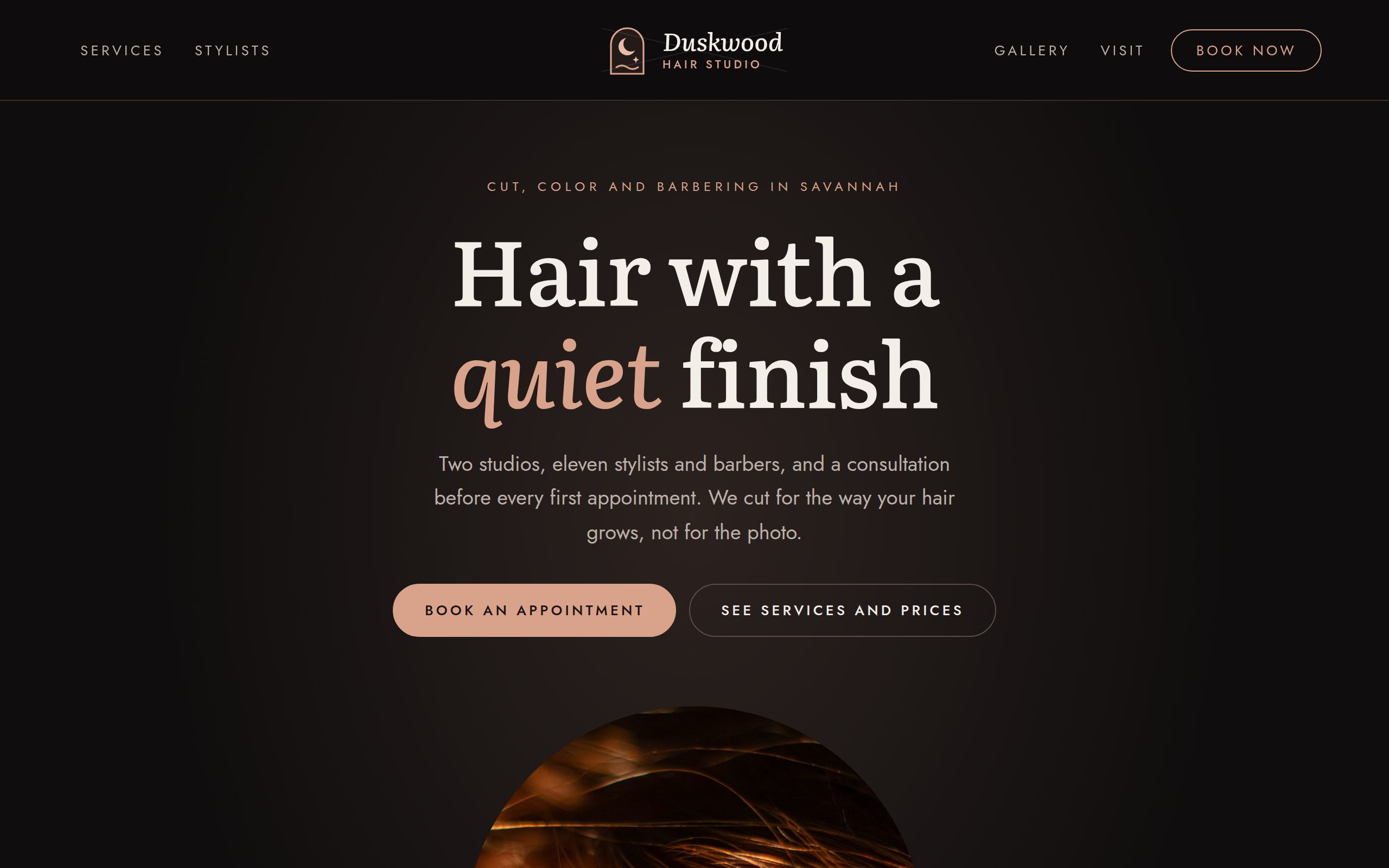 Duskwood Hair Studio home page
