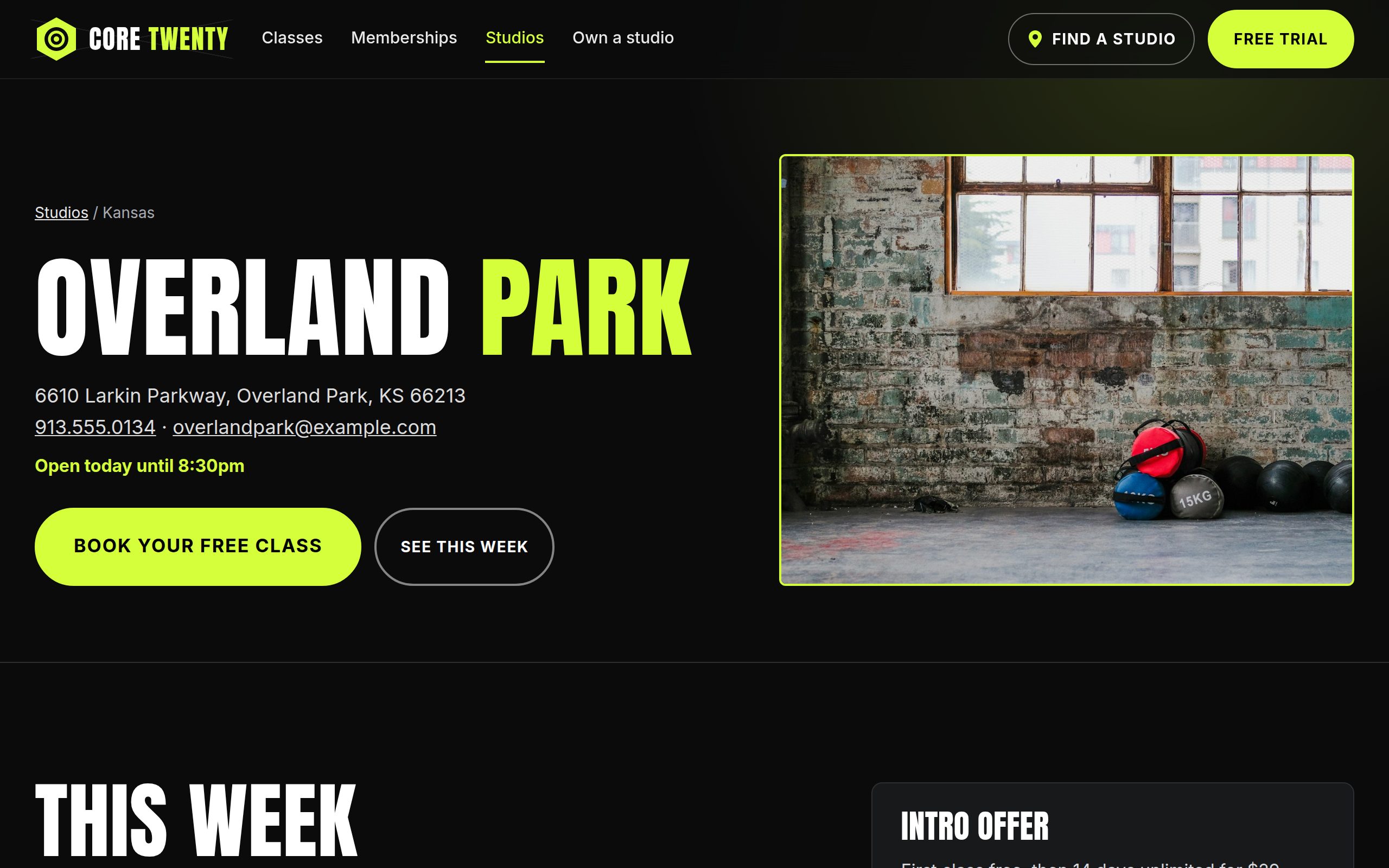Core Twenty Overland Park location page