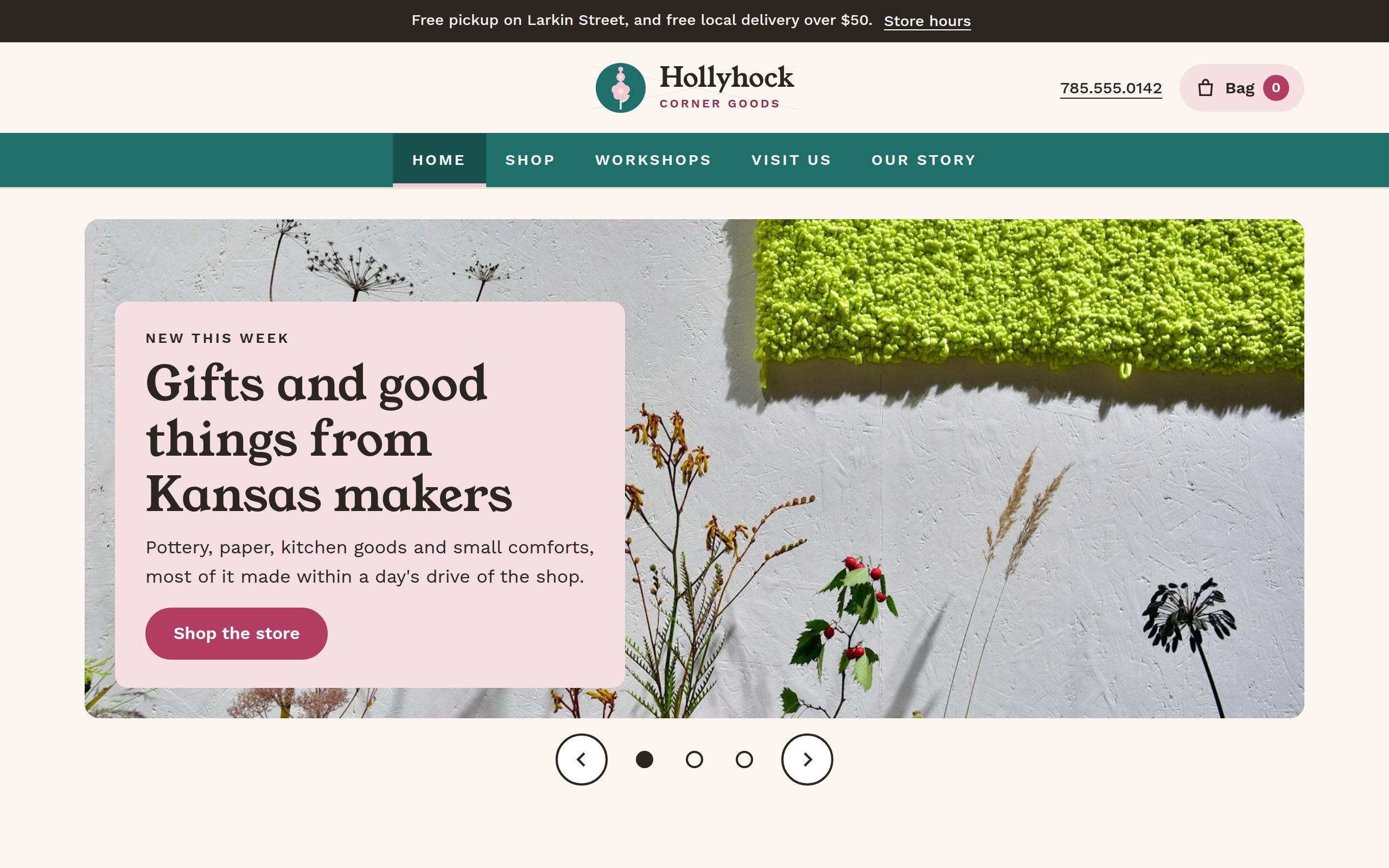 Hollyhock Corner Goods home page