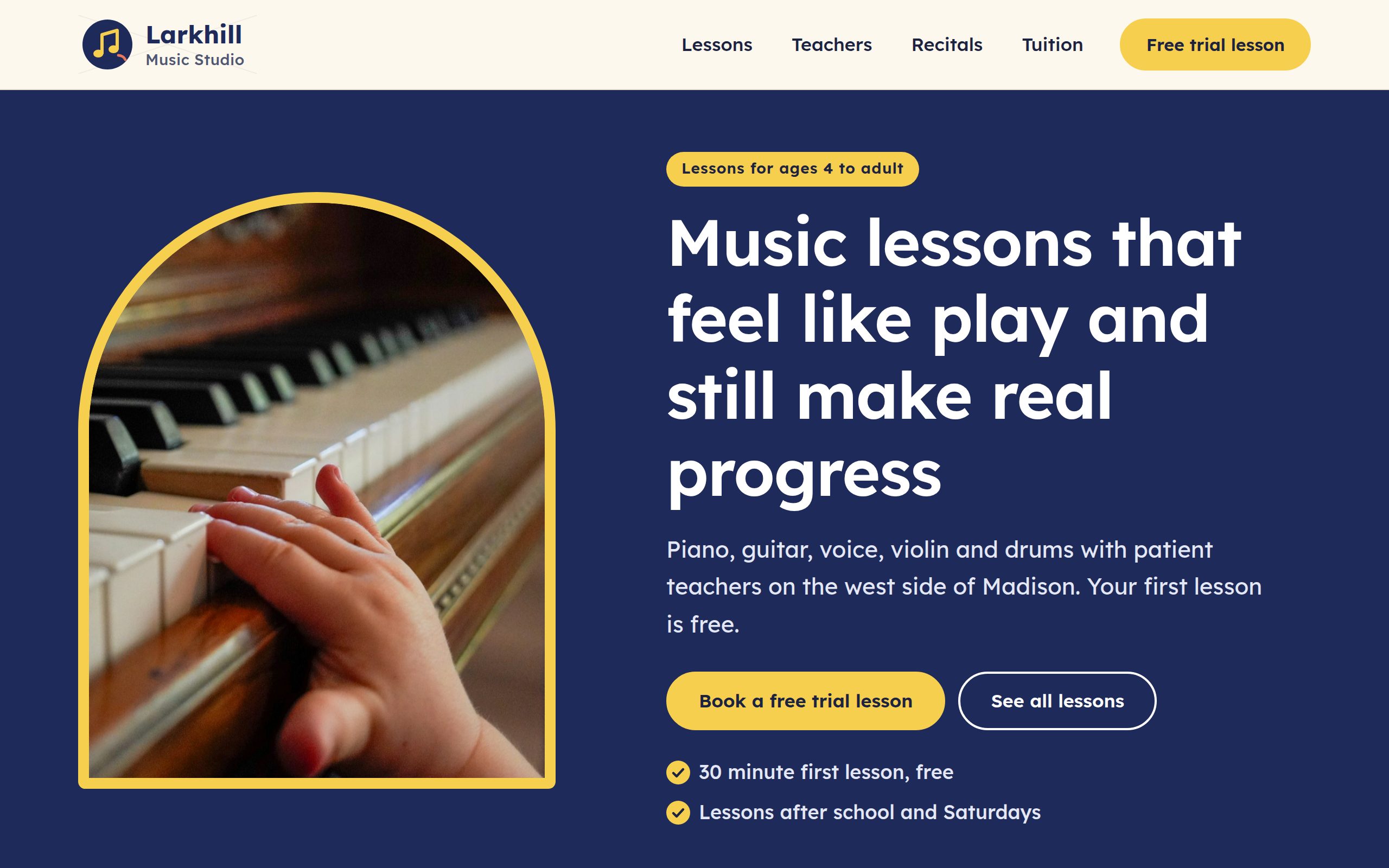 Larkhill Music Studio home page