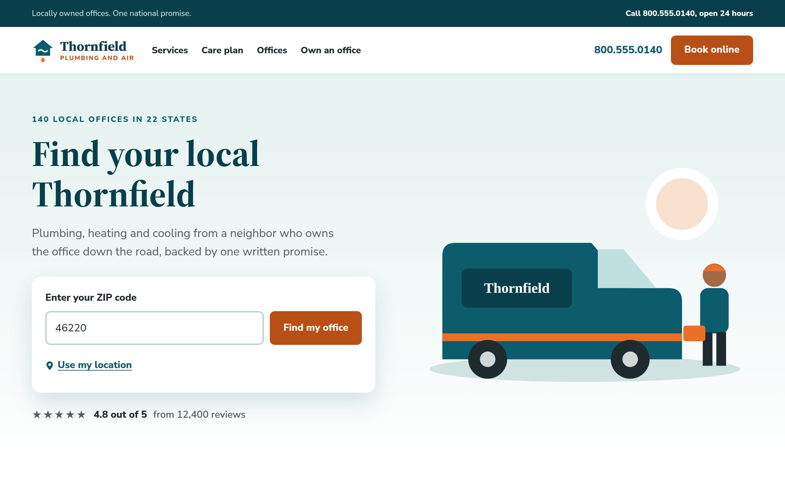 Thornfield Plumbing and Air home page