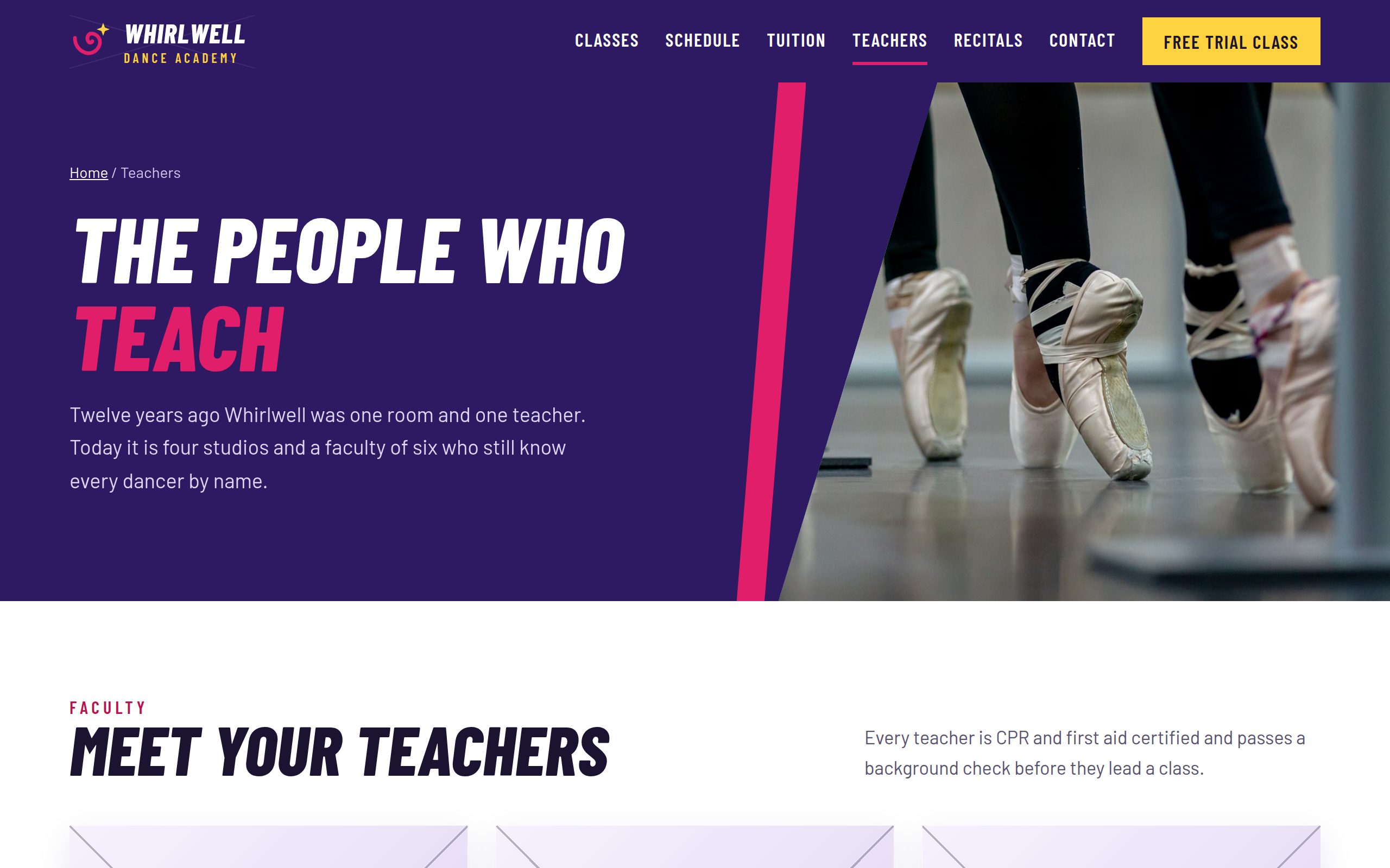 Whirlwell Dance Academy teachers page