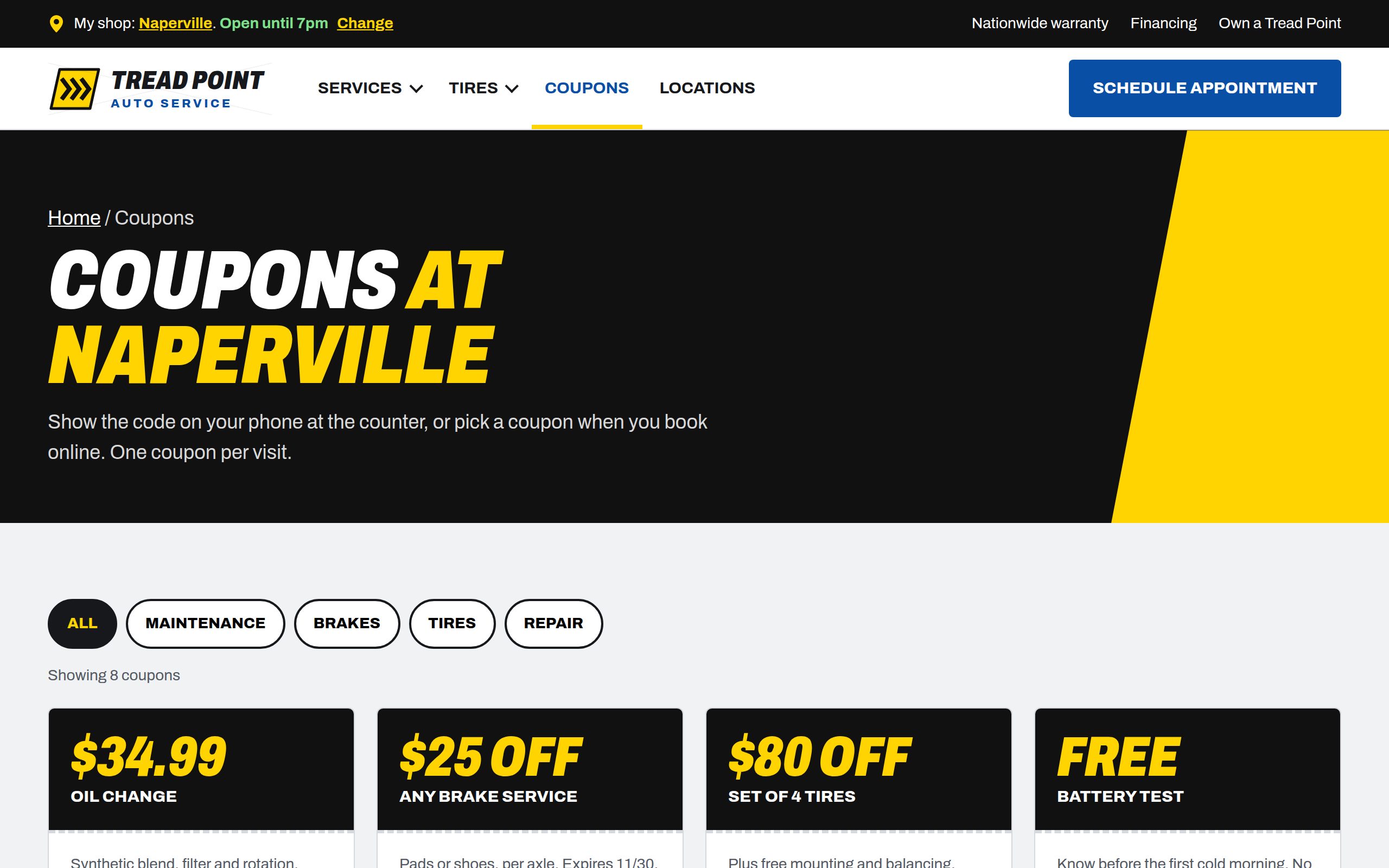 Tread Point Auto Service coupons page