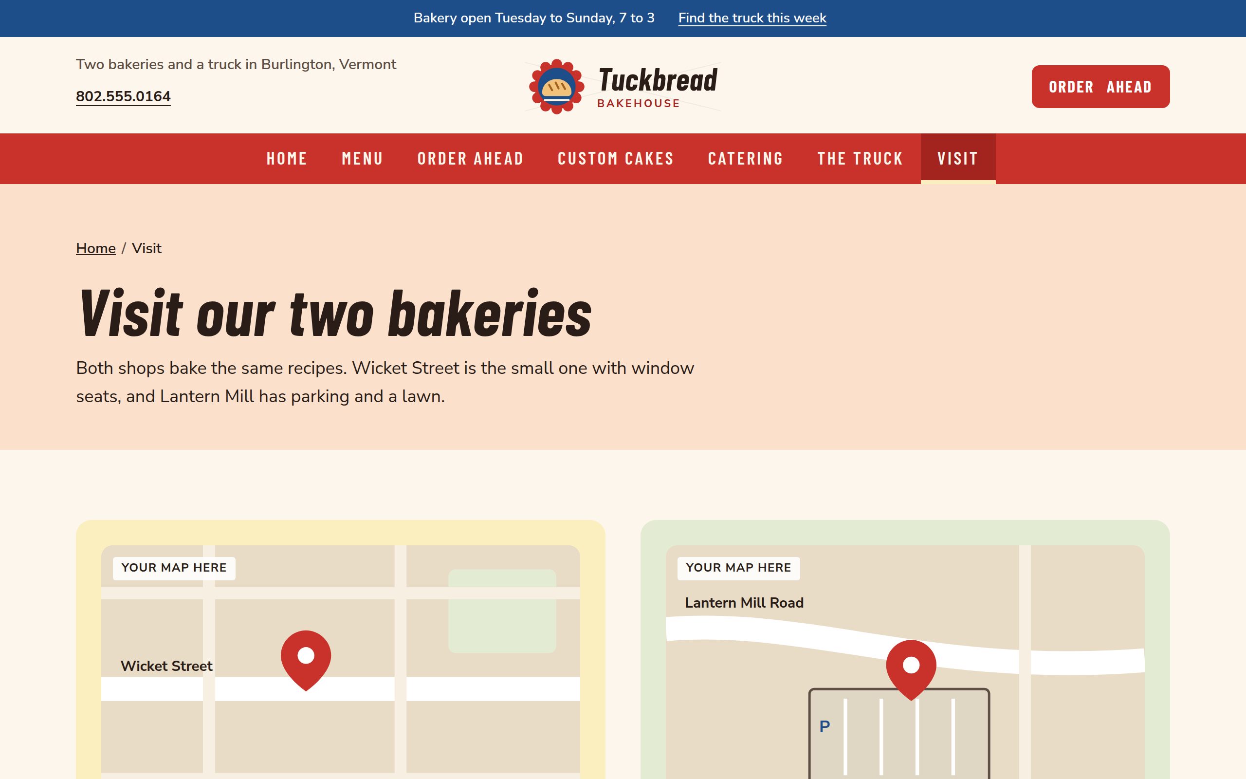 Tuckbread Bakehouse location page