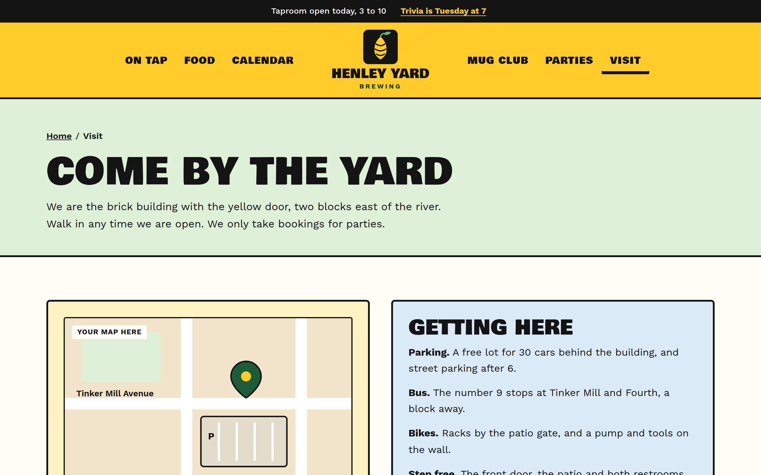 Henley Yard Brewing location page