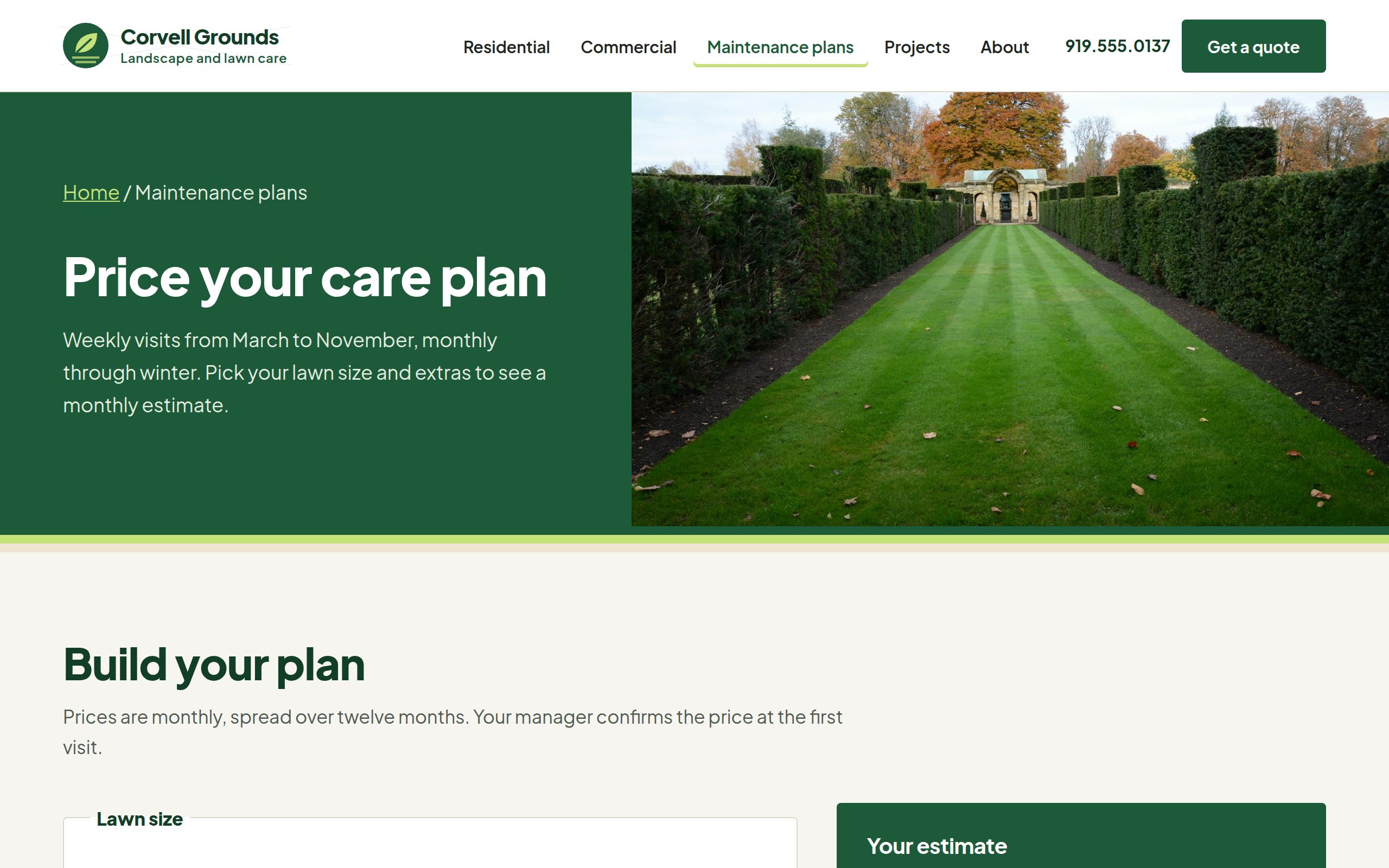 Corvell Grounds maintenance service page