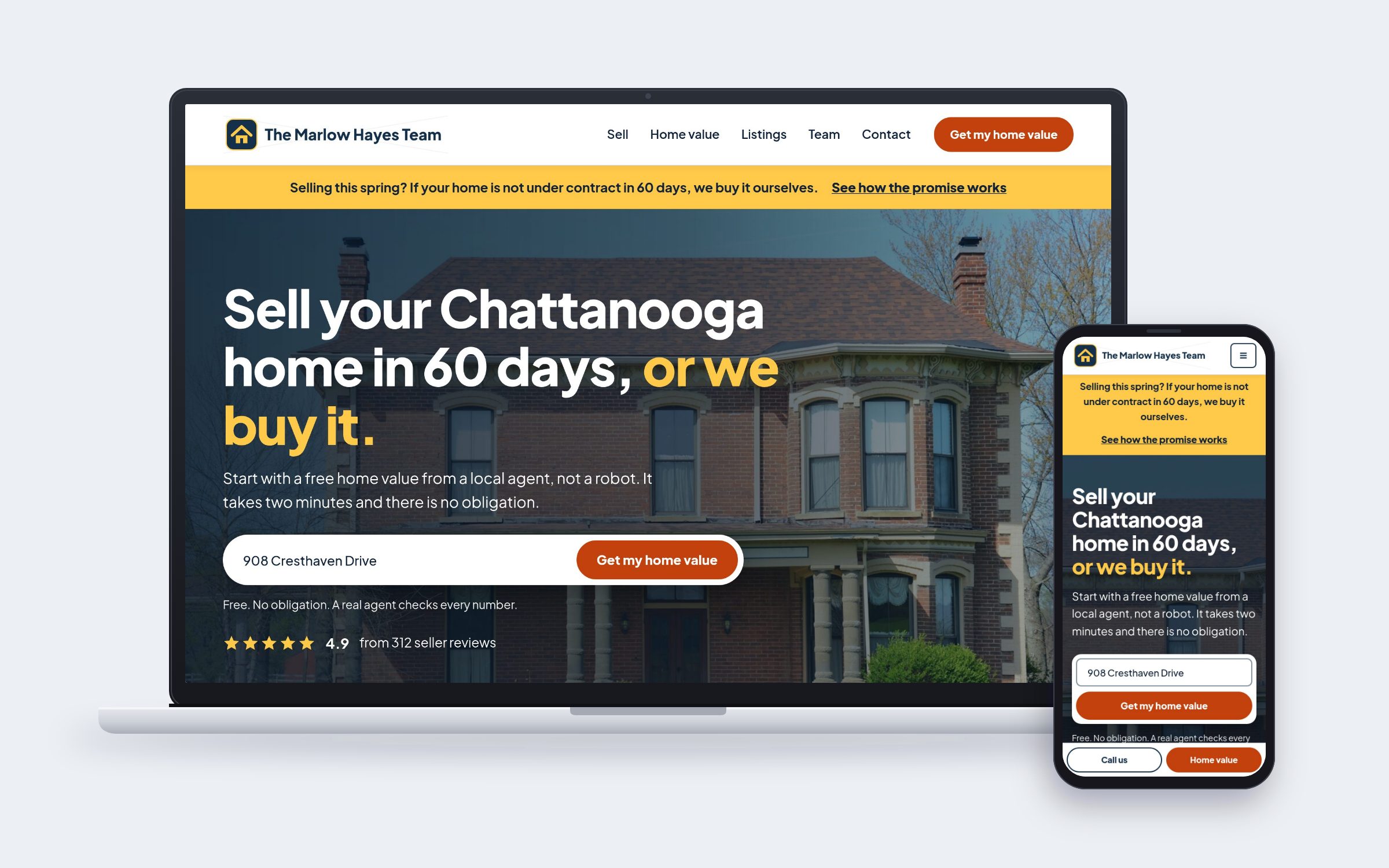 The Marlow Hayes Team website on desktop and mobile
