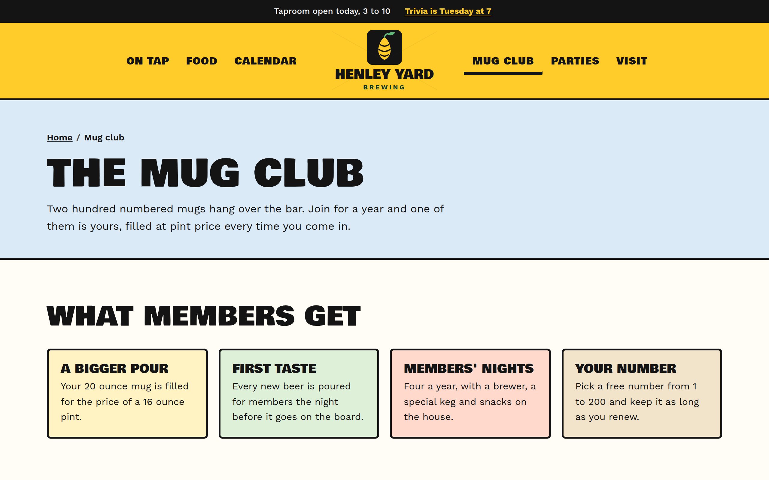Henley Yard Brewing club page