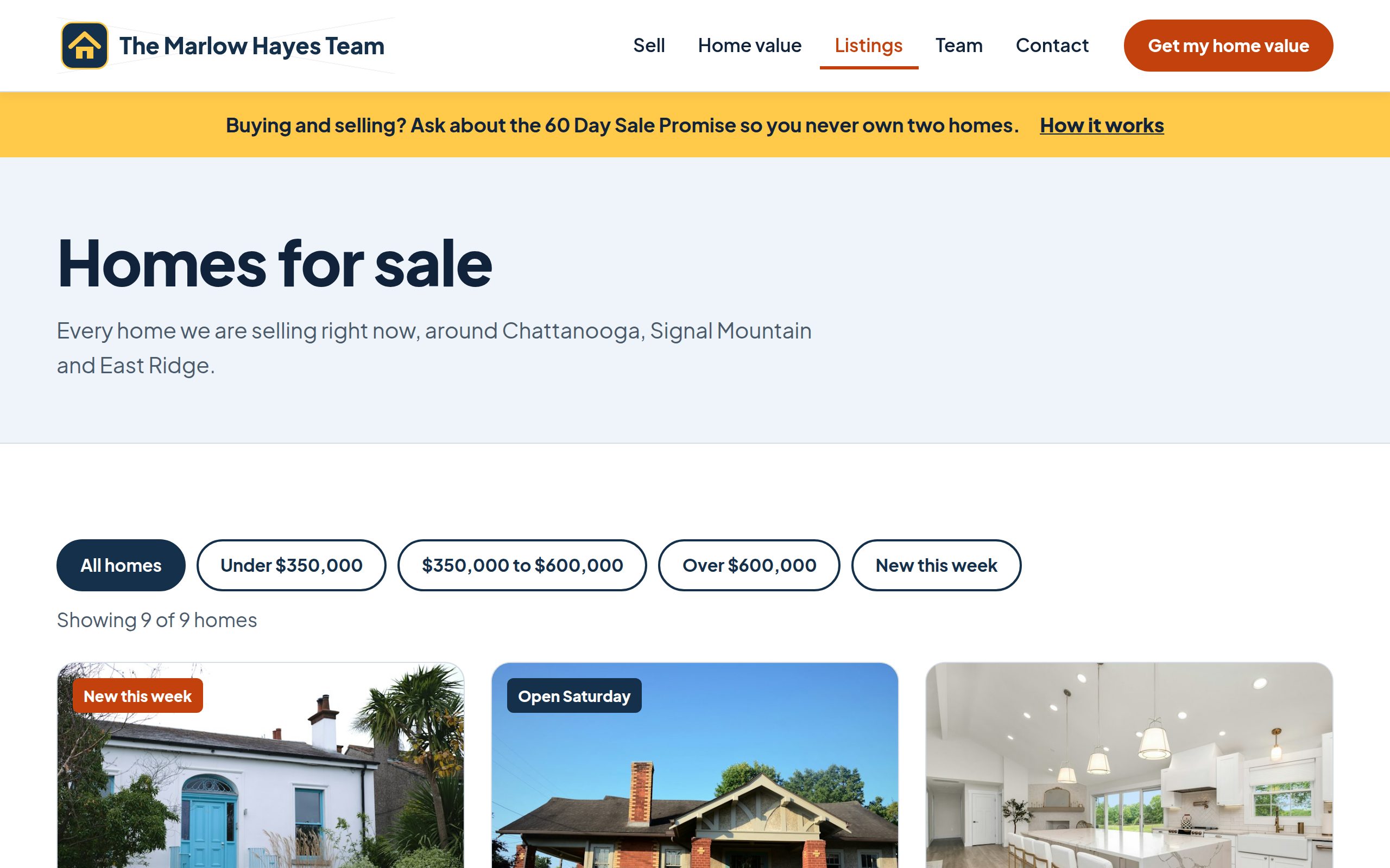 The Marlow Hayes Team listing search page
