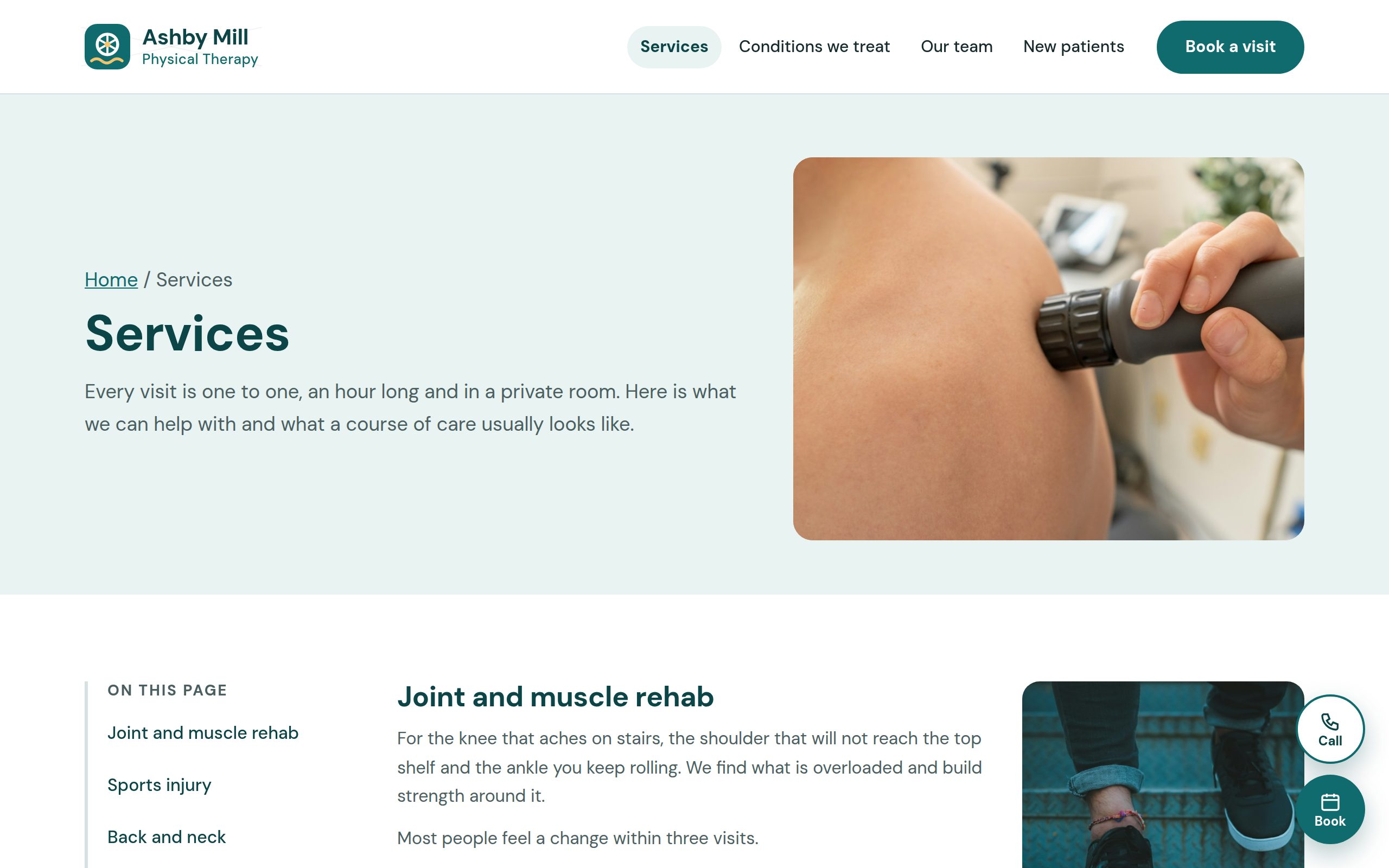Ashby Mill Physical Therapy services page