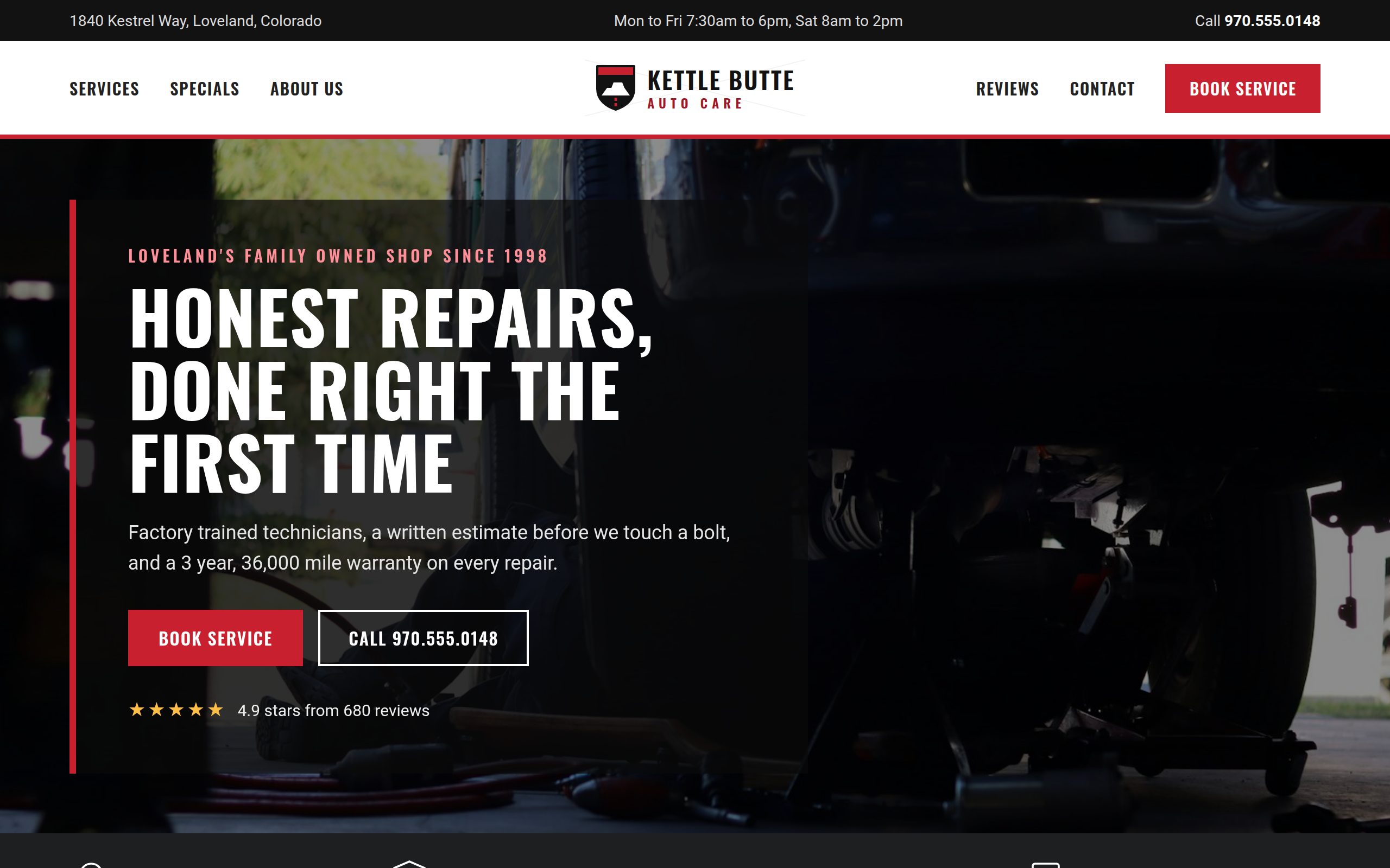 Kettle Butte Auto Care home page