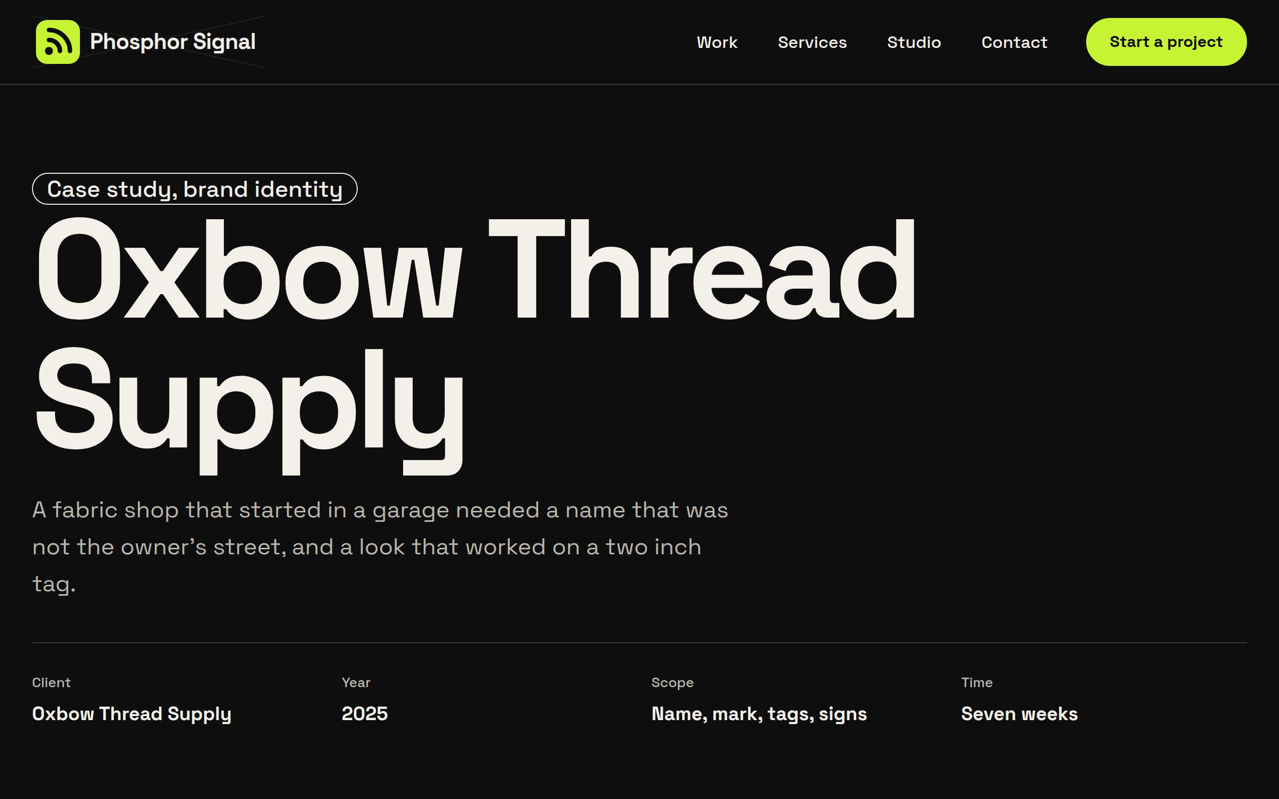 Phosphor Signal case study page