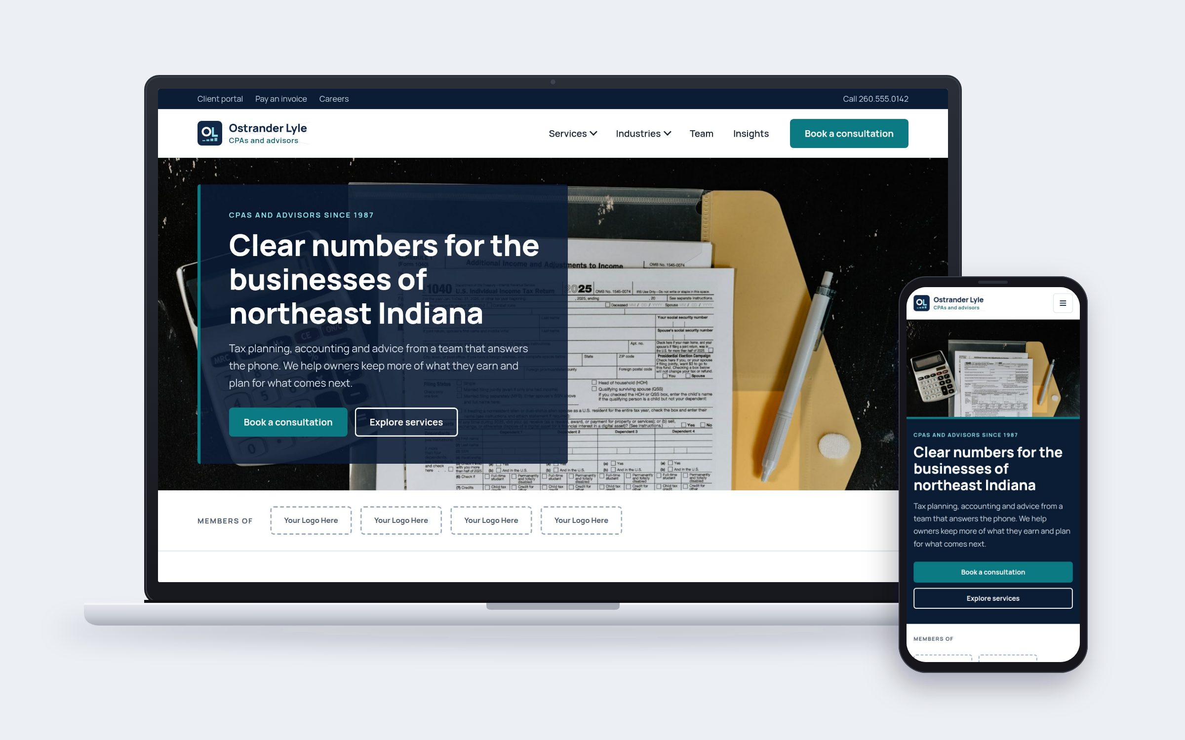 Ostrander Lyle CPAs website on desktop and mobile devices