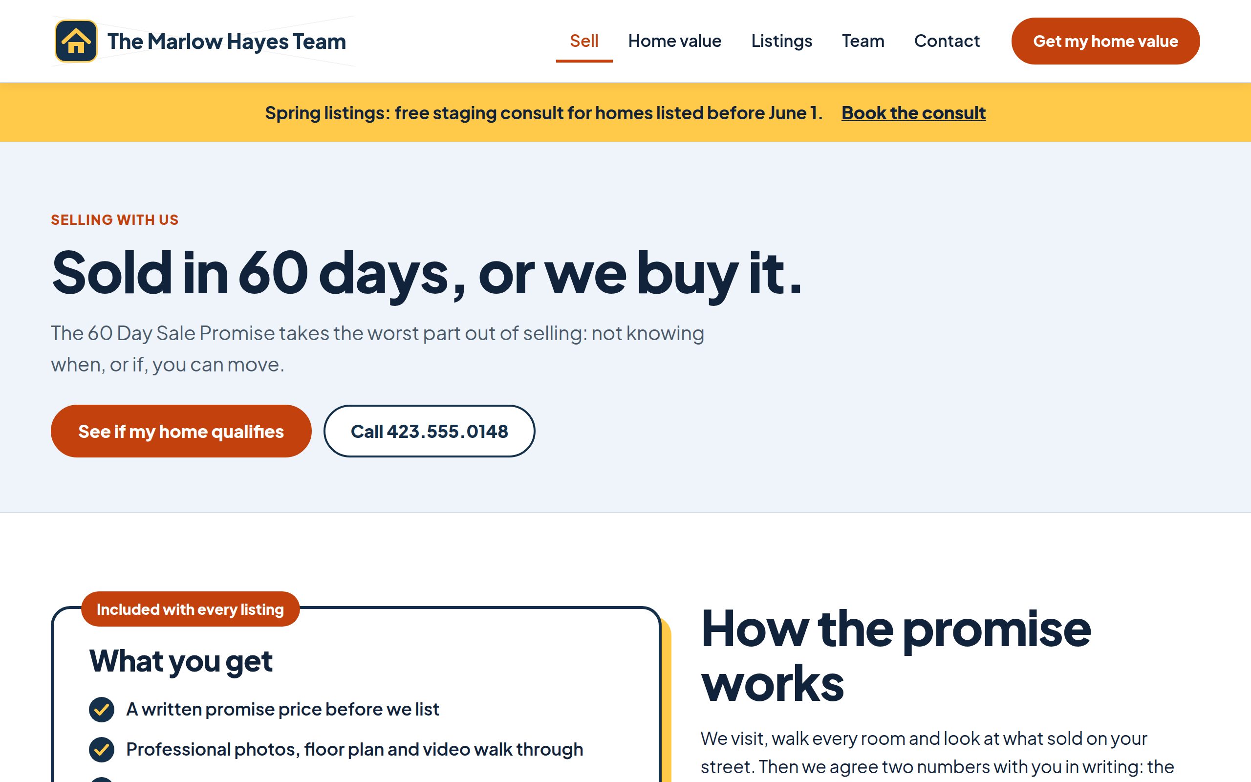 The Marlow Hayes Team sell your home page