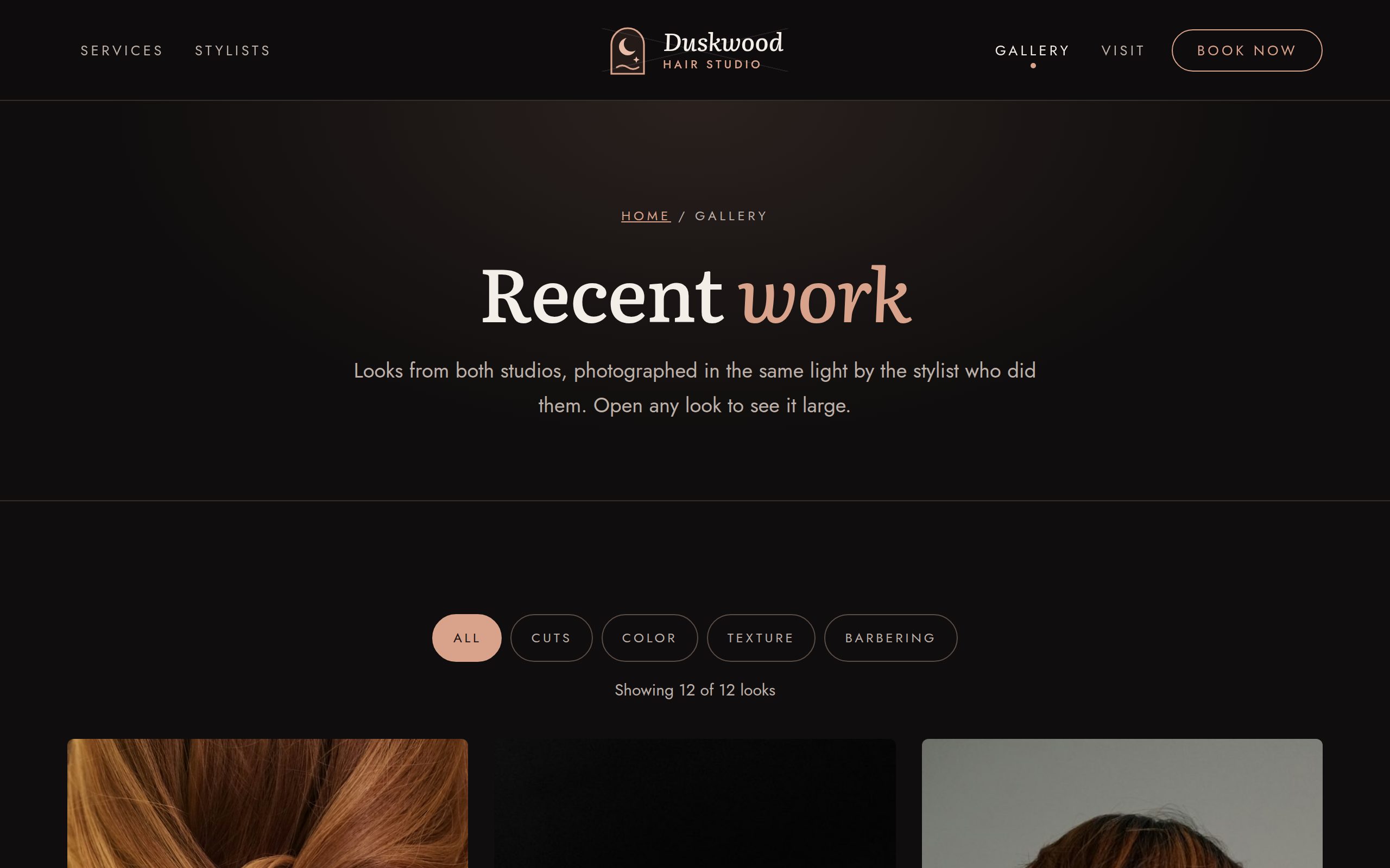 Duskwood Hair Studio gallery page