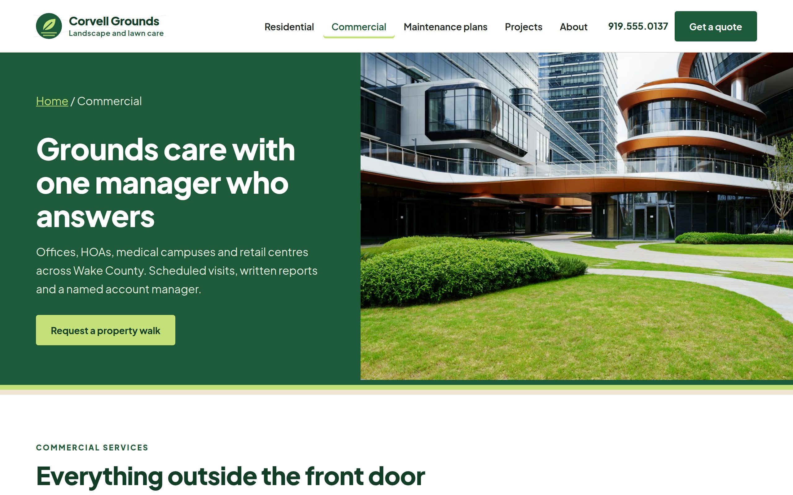 Corvell Grounds commercial services page