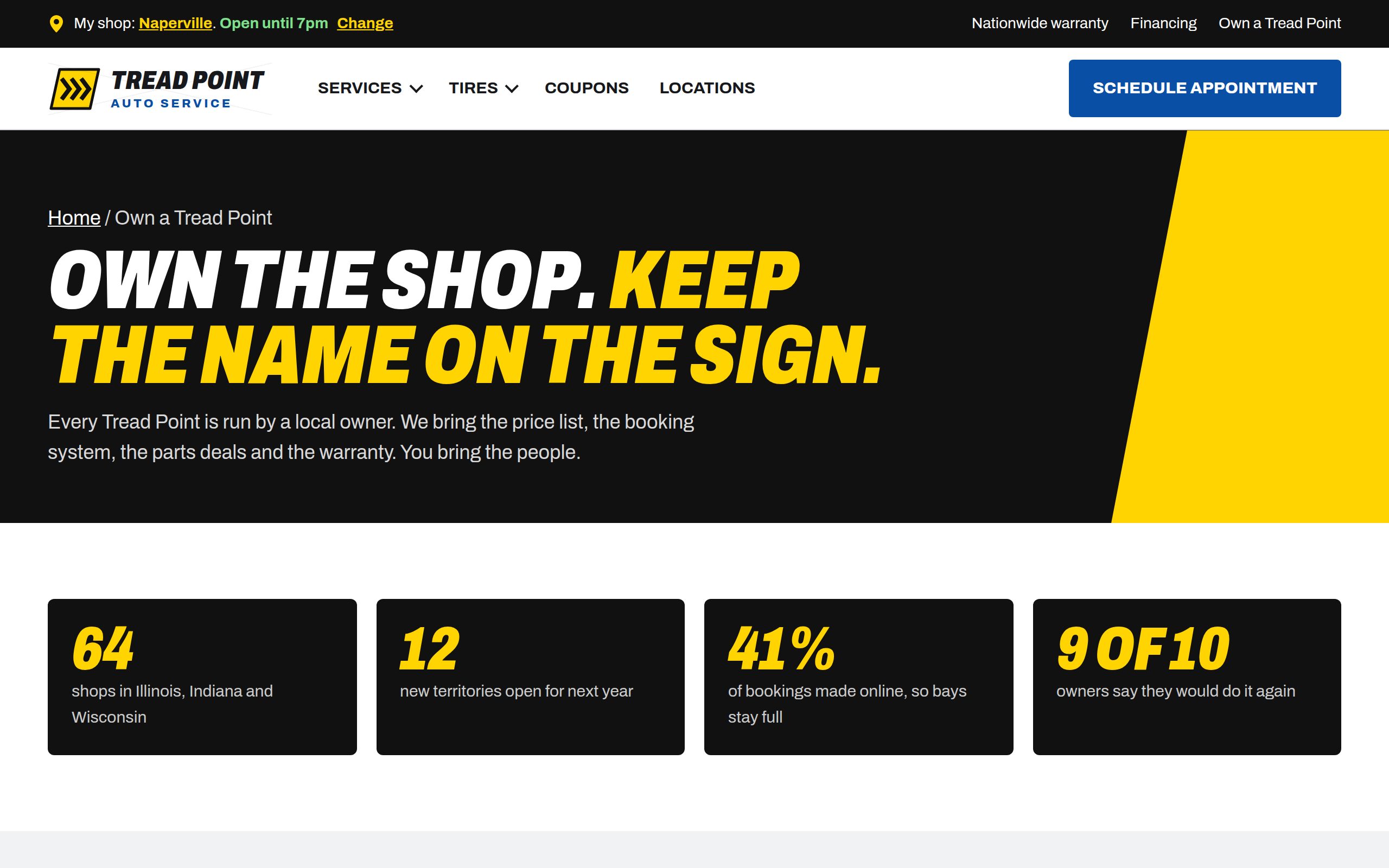 Tread Point Auto Service new franchisee page