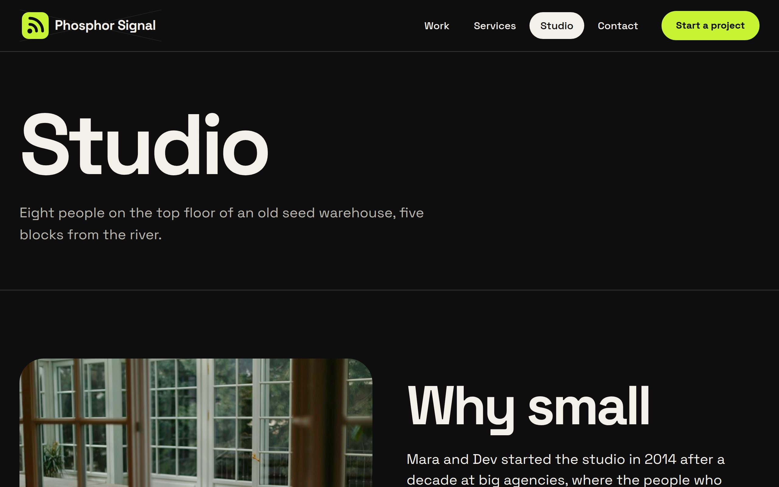Phosphor Signal studio page