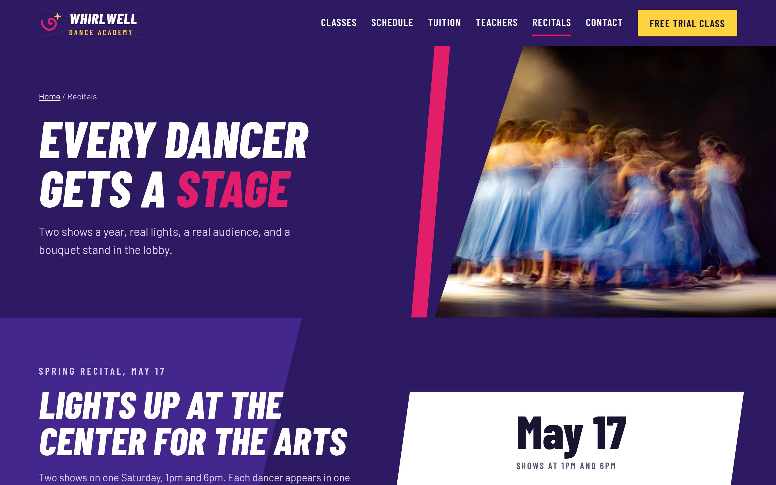 Whirlwell Dance Academy recitals page