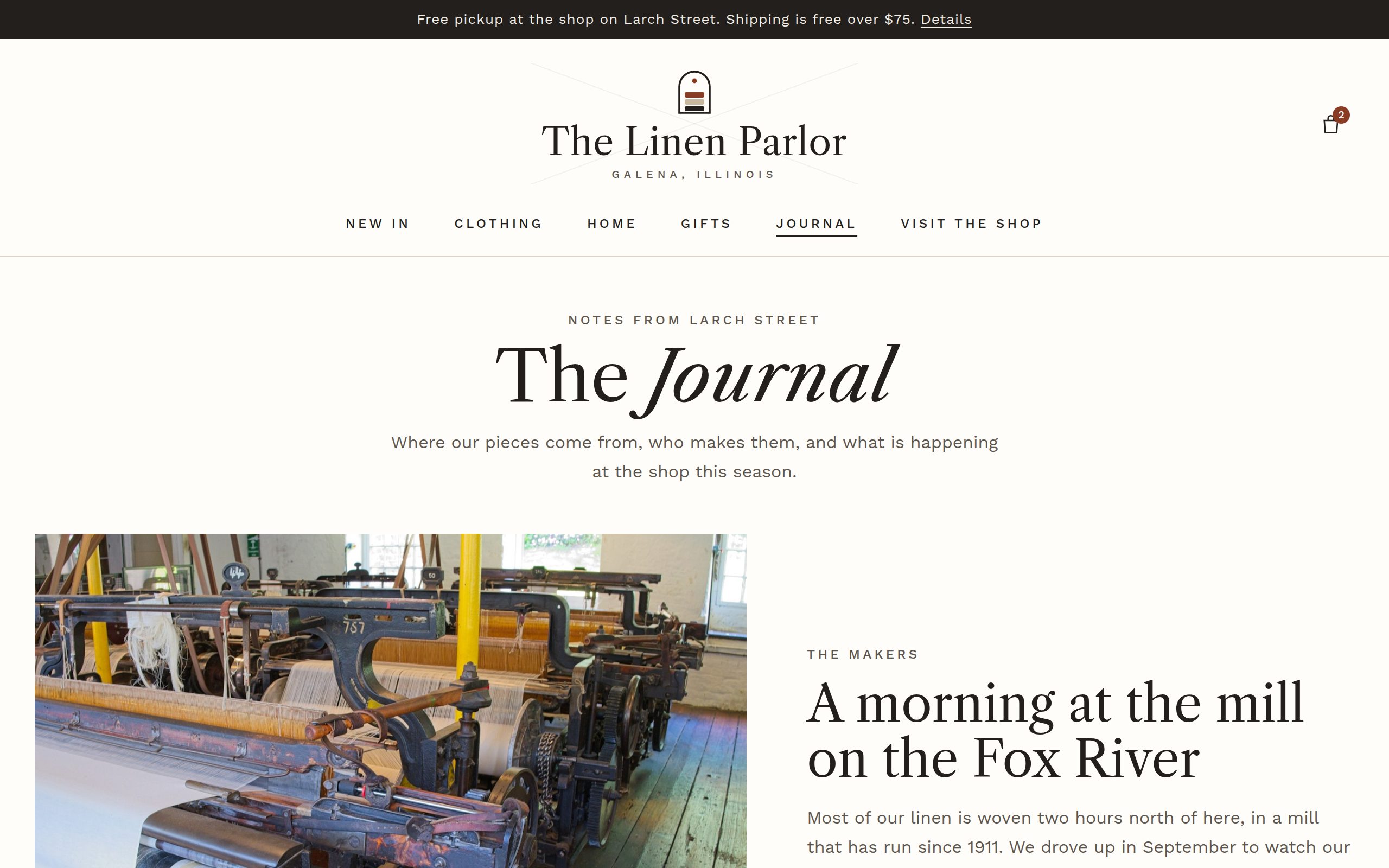 The Linen Parlor blog list page